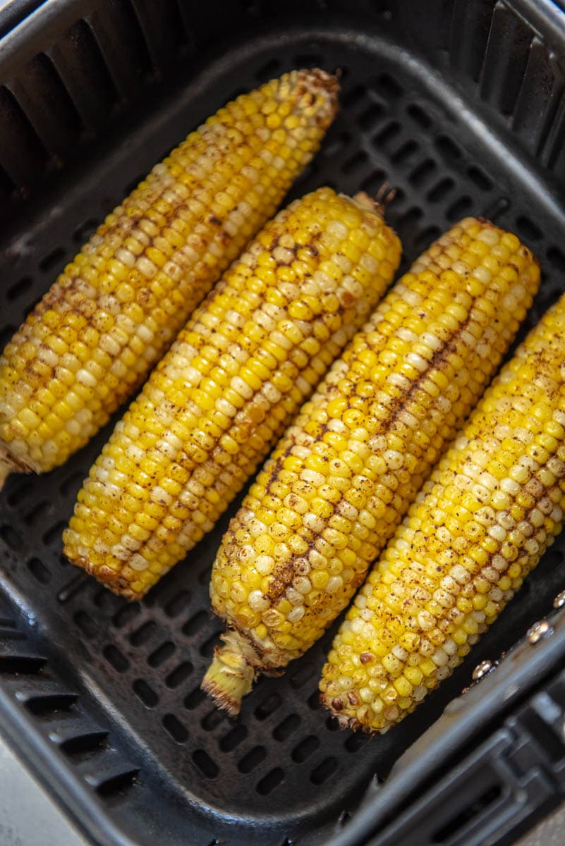 corn on the cob cooked in an air fryer
