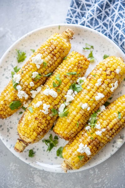 Air Fryer Corn on the Cob - Garnished Plate