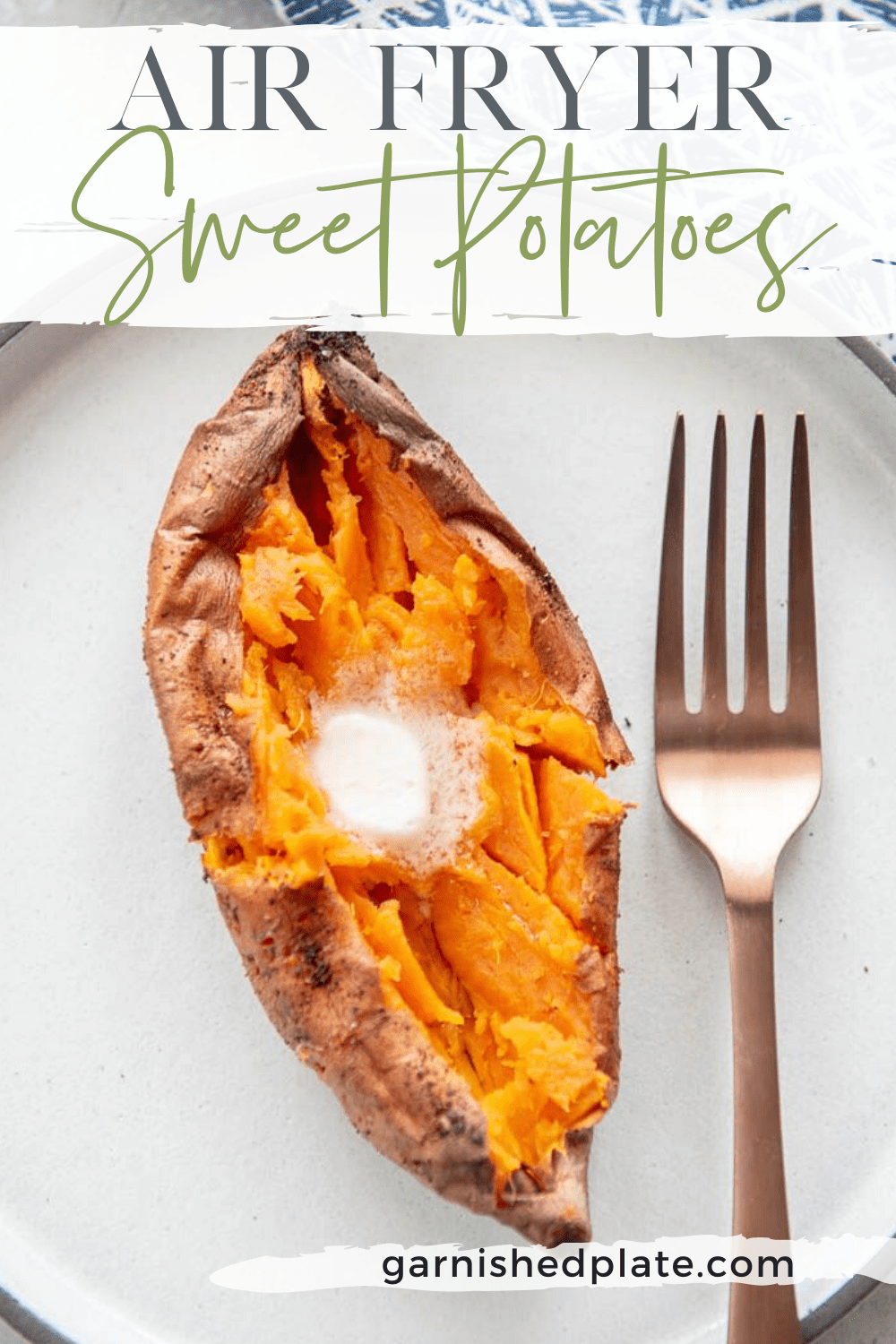 Air Fryer Sweet Potatoes - Garnished Plate