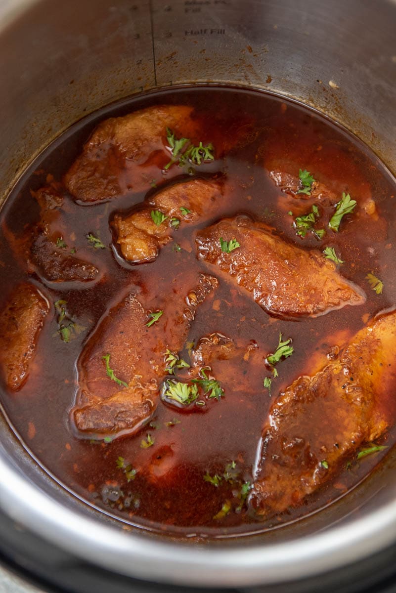 ribs and barbecue sauce in an Instant Pot