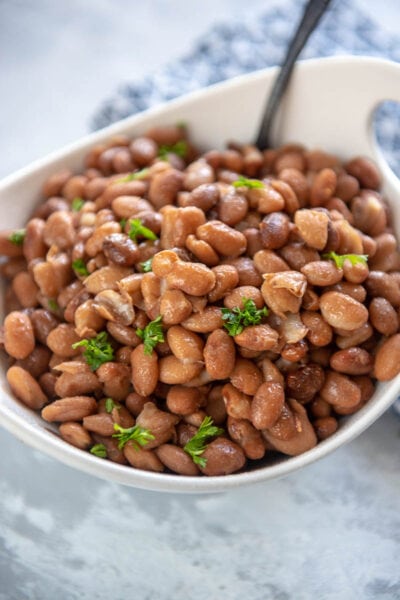 Instant Pot Pinto Beans - Garnished Plate