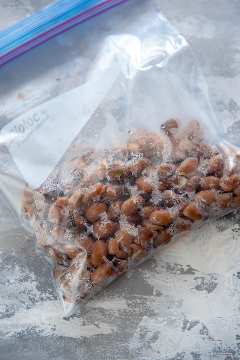 pinto beans in a zipper freezer bag
