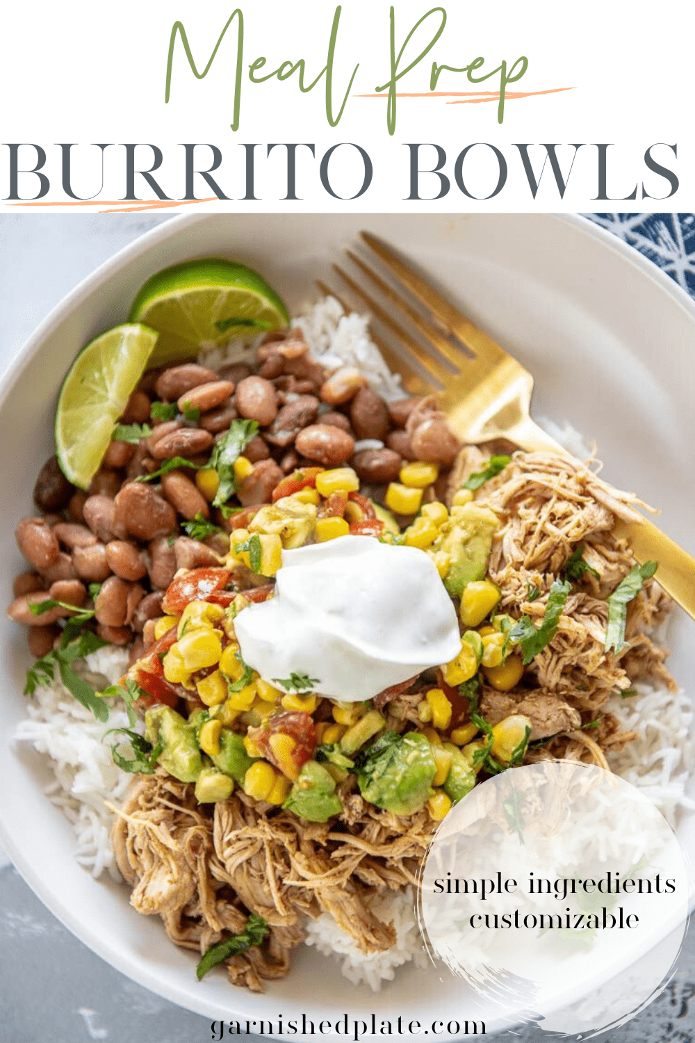 Meal Prep Burrito Bowls - Garnished Plate