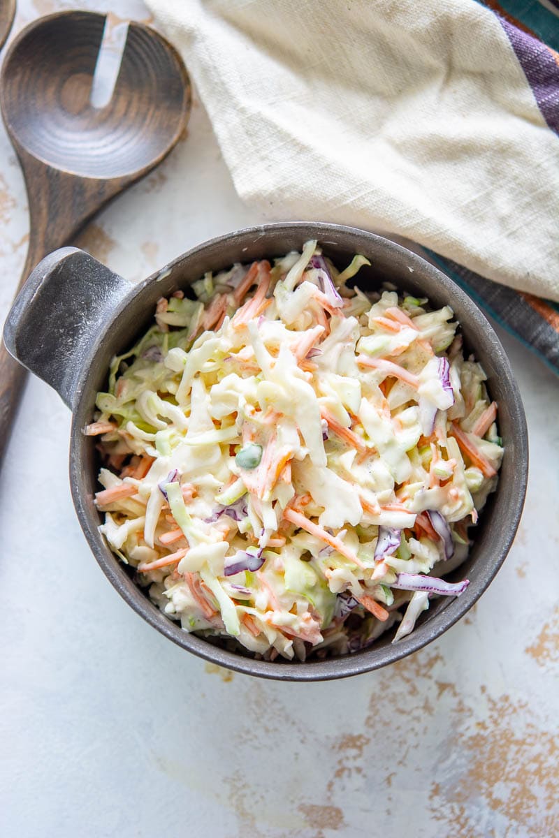 creamy coleslaw in a bowl