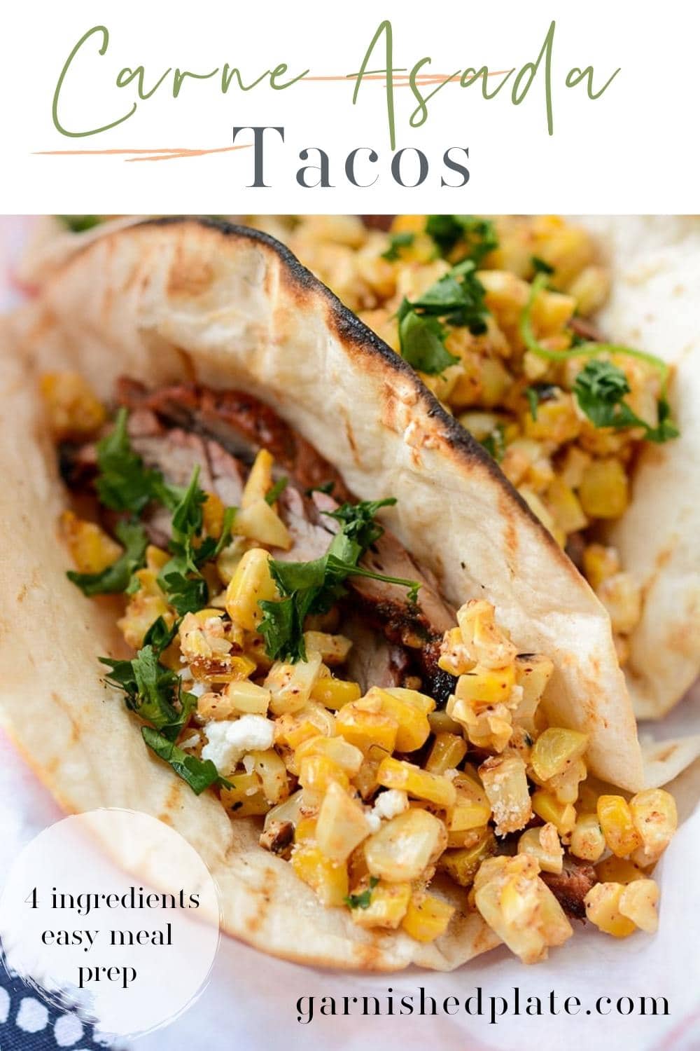 Carne Asada Tacos - Garnished Plate