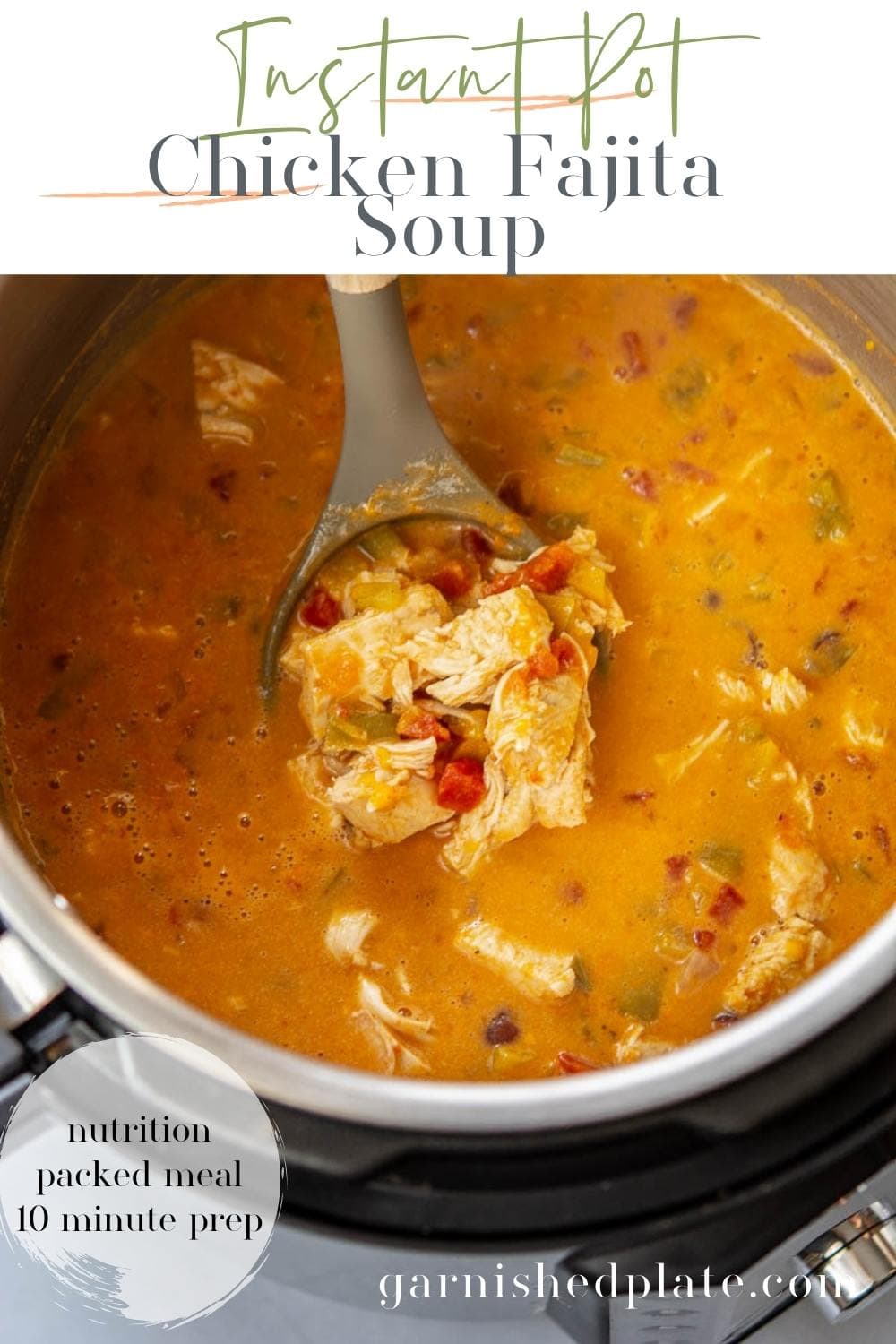 Instant Pot Chicken Fajita Soup Garnished Plate