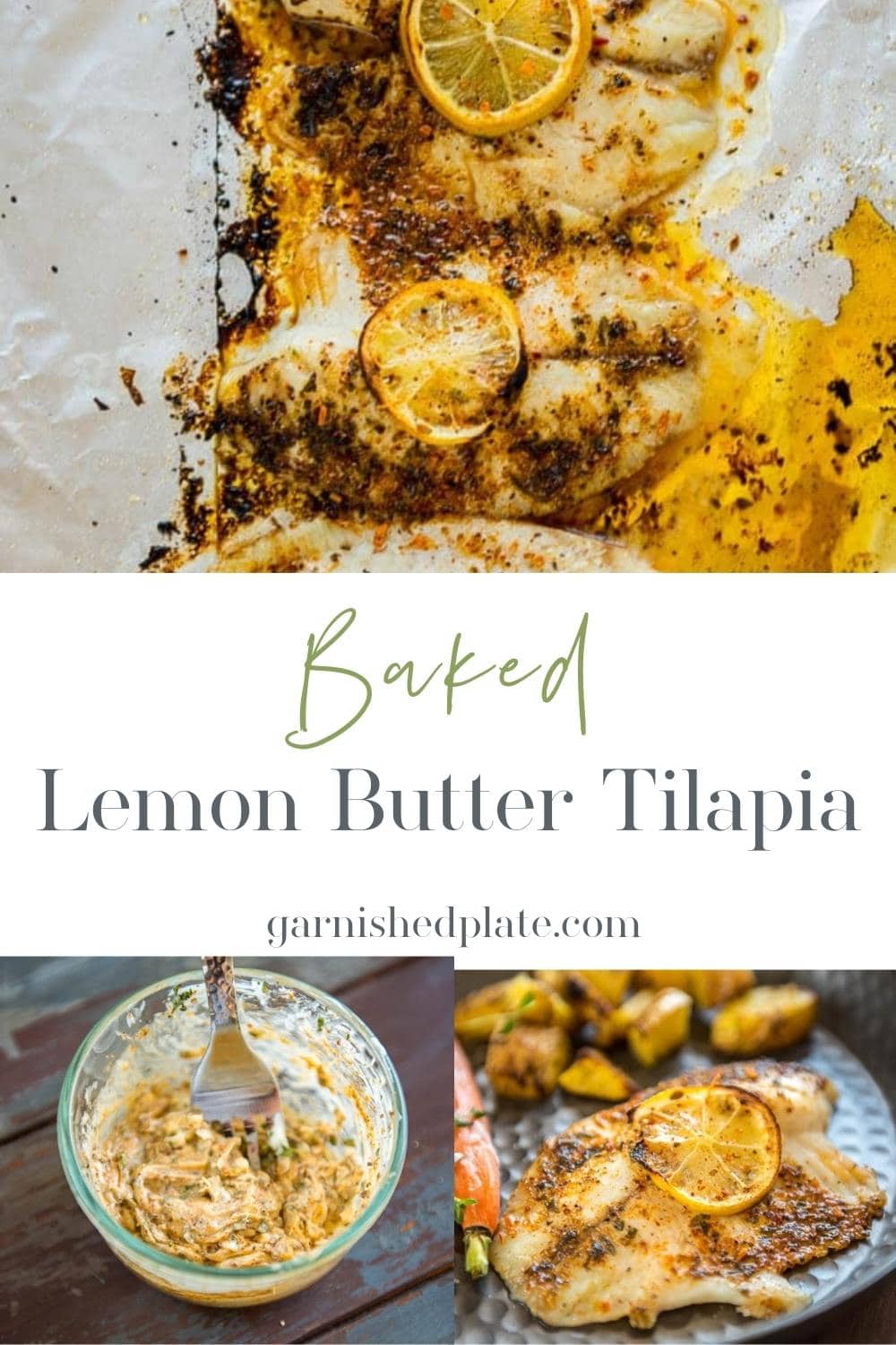 Baked Lemon Butter Tilapia Garnished Plate