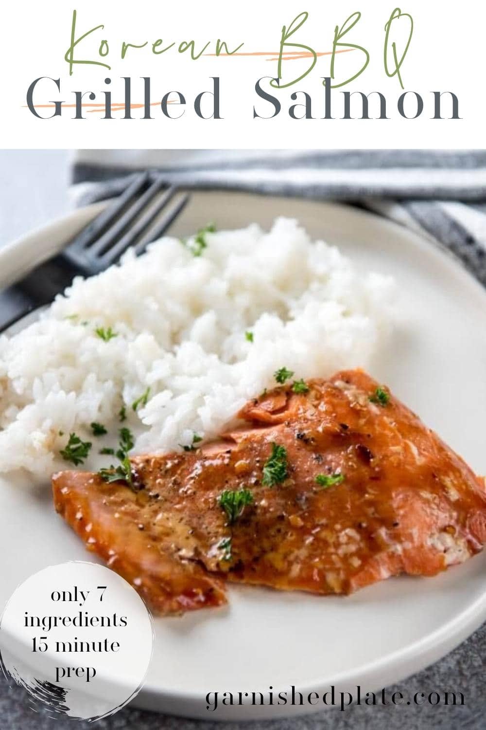Korean BBQ Grilled Salmon - Garnished Plate