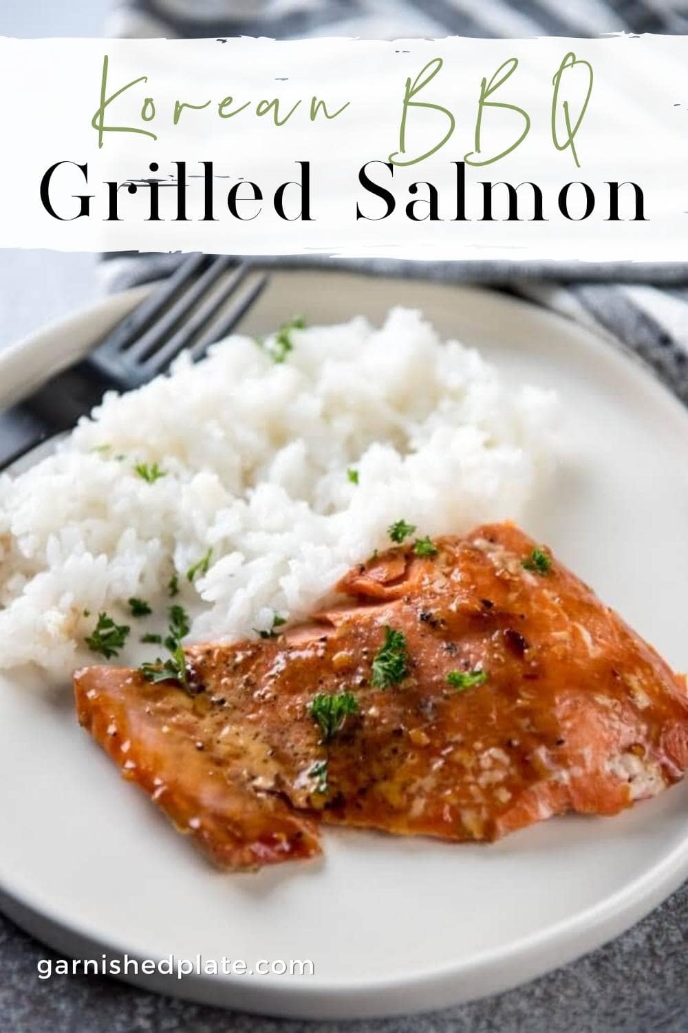 Korean BBQ Grilled Salmon Garnished Plate