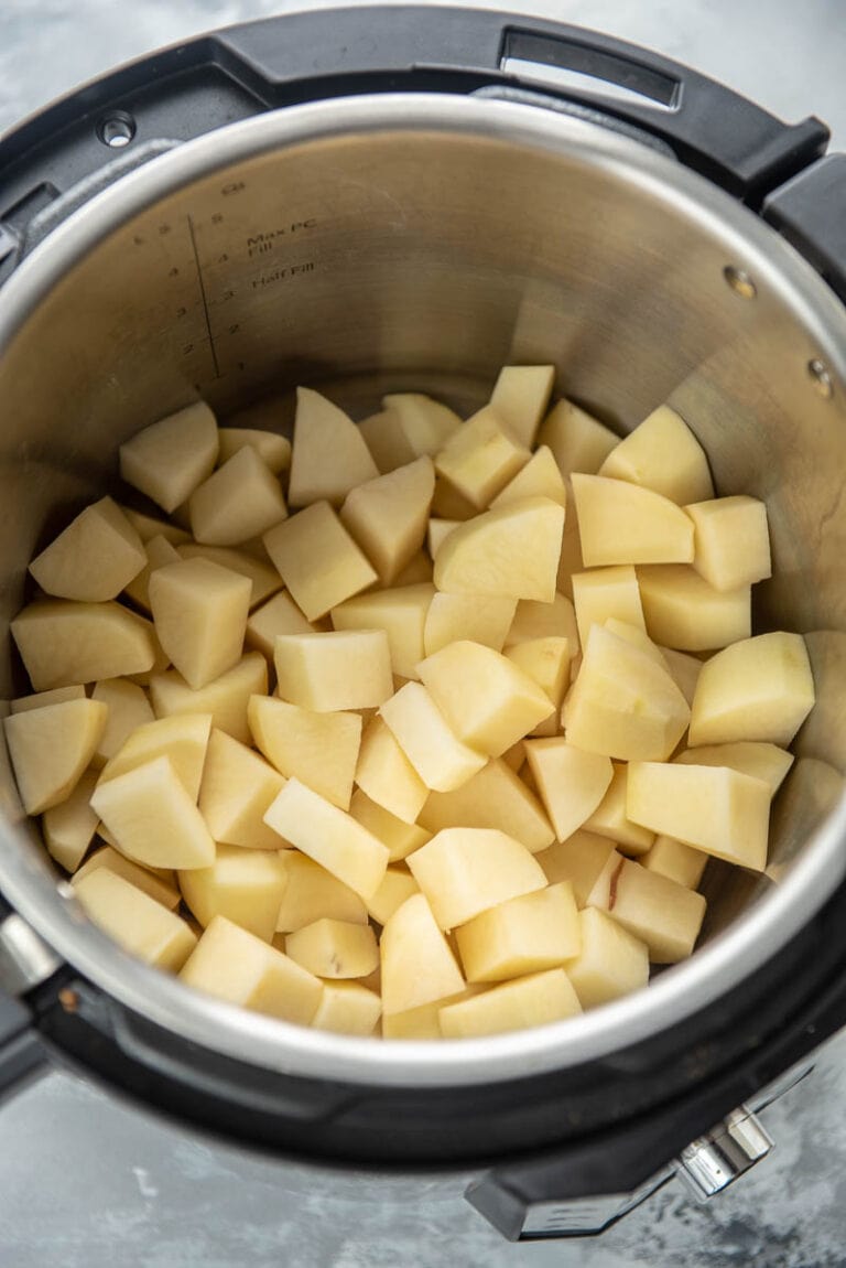 Instant Pot Mashed Potatoes Garnished Plate