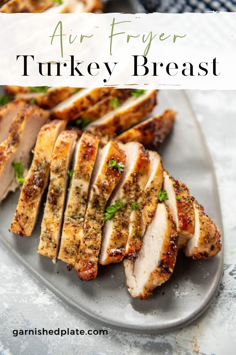 Air Fryer Turkey Breast - Garnished Plate