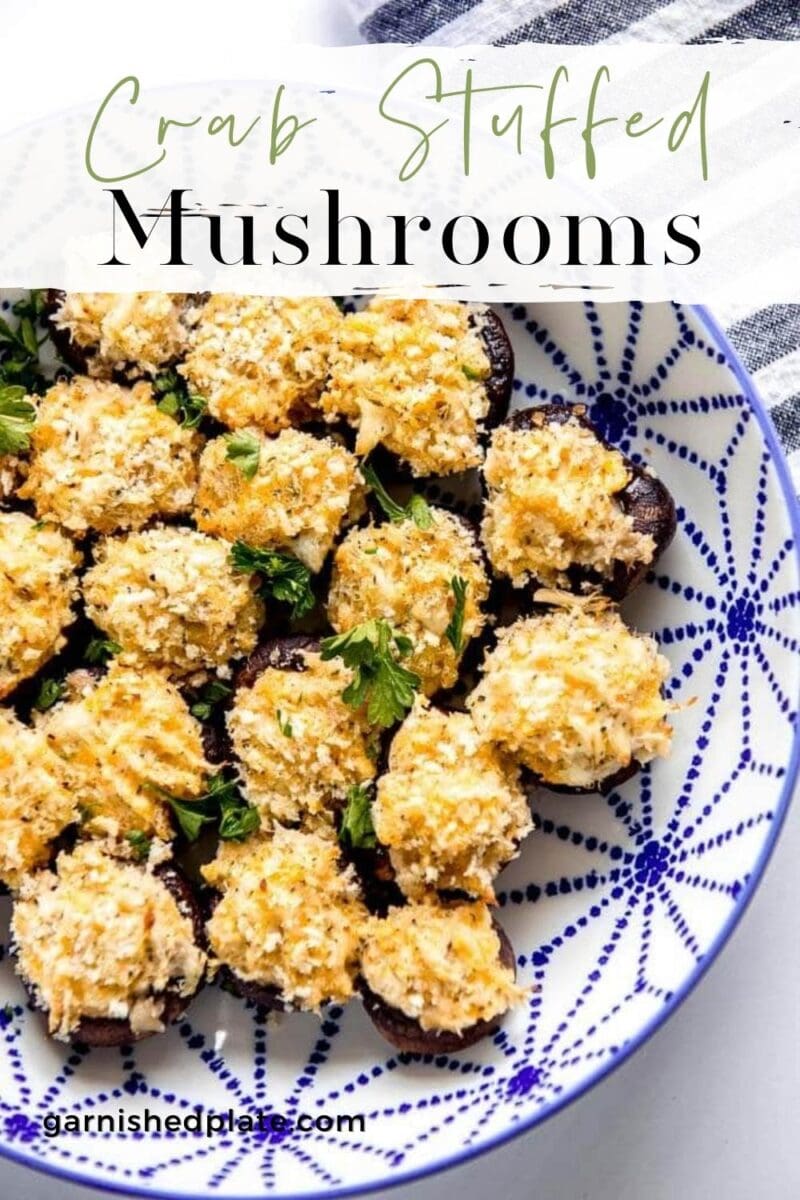 Crab Stuffed Mushrooms - Garnished Plate