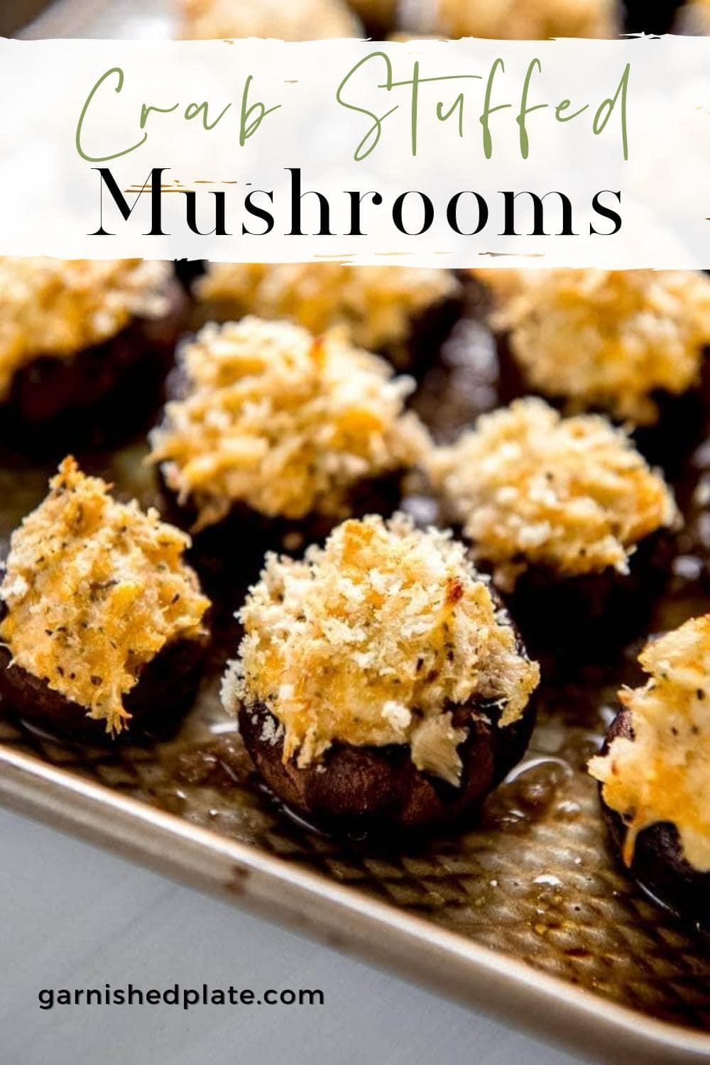 Crab Stuffed Mushrooms - Garnished Plate