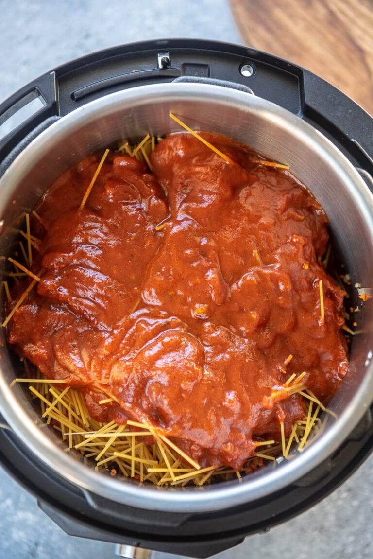 Instant Pot Sneaky Veggie Spaghetti - Garnished Plate