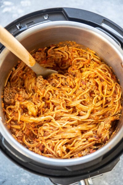 Instant Pot Sneaky Veggie Spaghetti - Garnished Plate