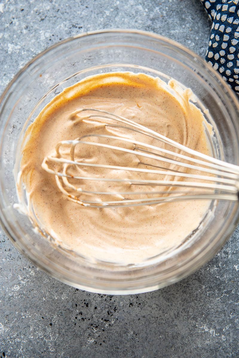 cajun dipping sauce whisked in a bowl