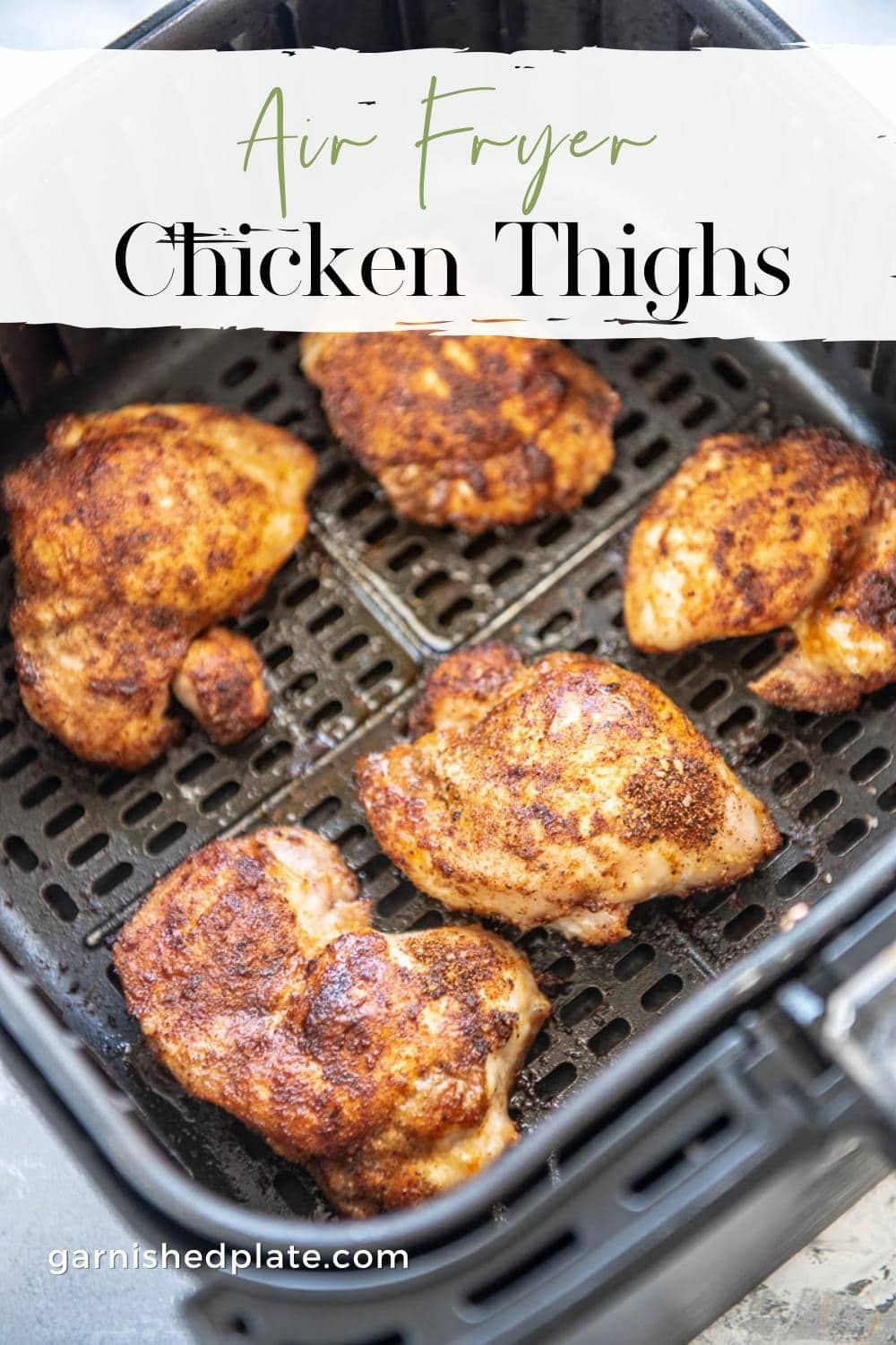 Air Fryer Chicken Thighs - Garnished Plate