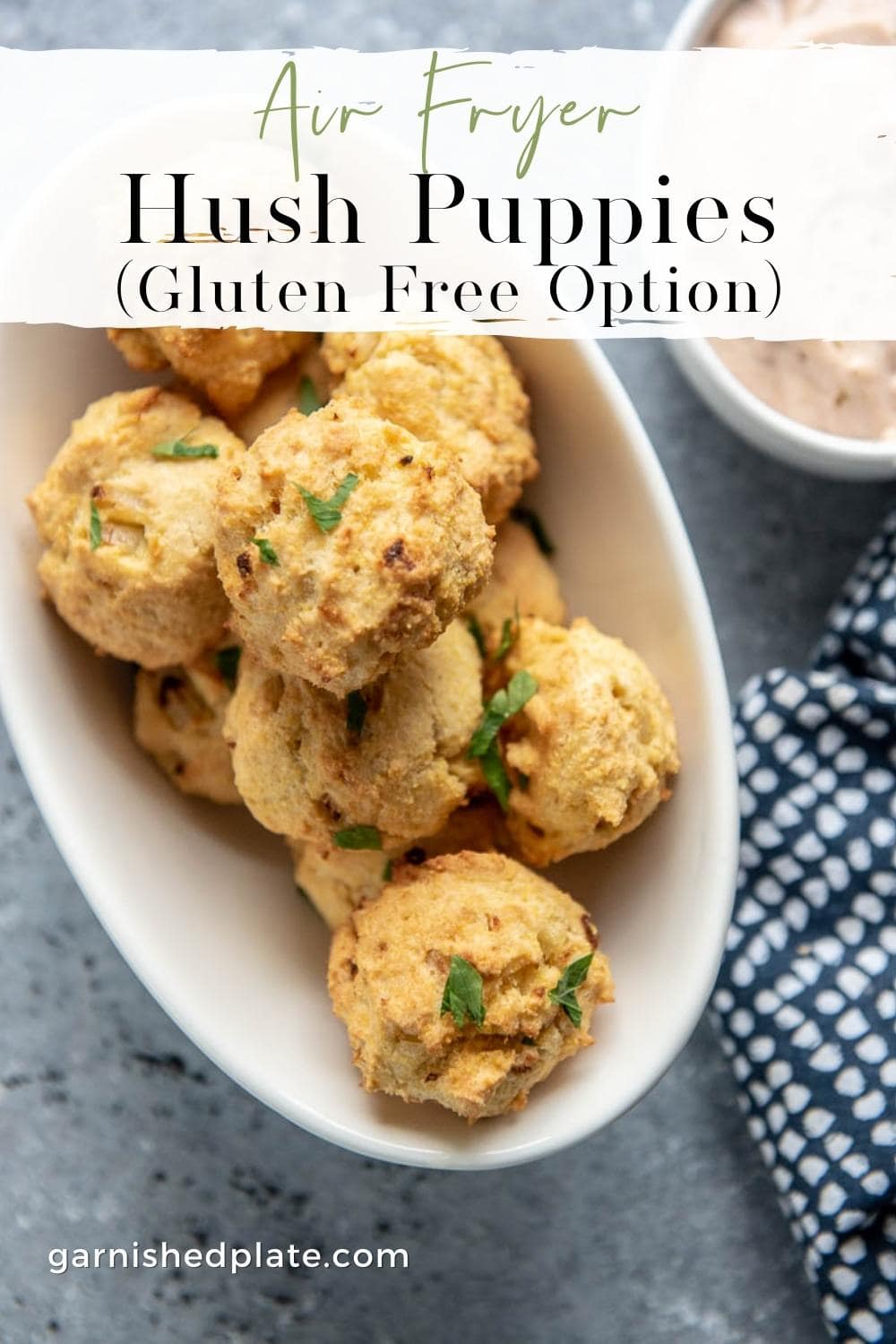 Air Fryer Hush Puppies - Garnished Plate