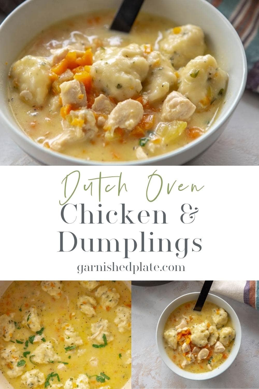 Dutch Oven Chicken and Dumplings - Garnished Plate
