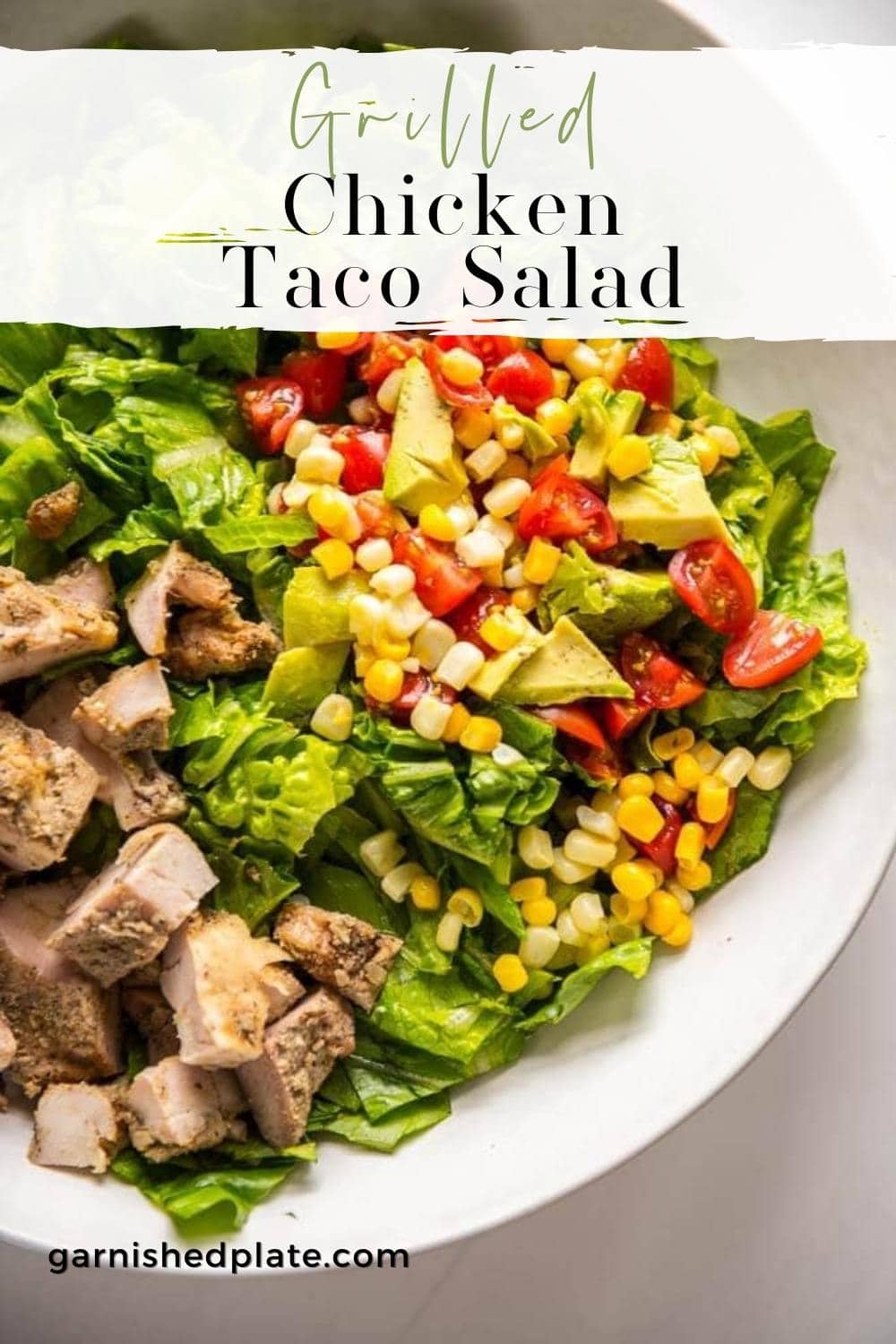 Grilled Chicken Taco Salad - Garnished Plate