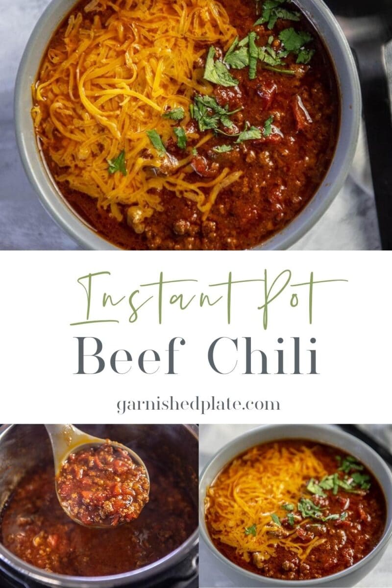 Instant Pot Beef Chili - Garnished Plate