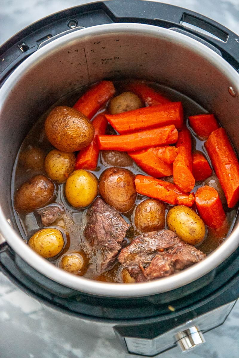pot roast and veggies in an instant pot