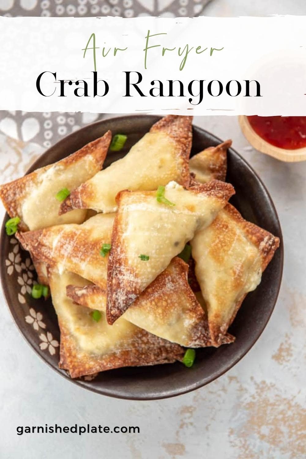 How to make Crab Rangoon in the Air Fryer Garnished Plate