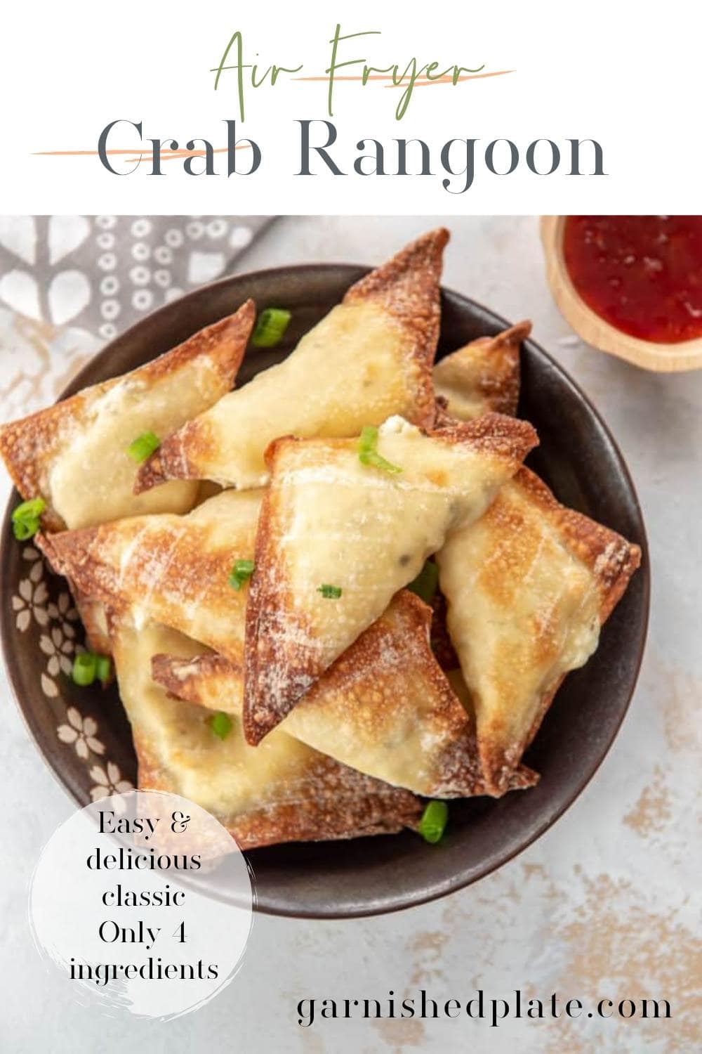 How to make Crab Rangoon in the Air Fryer Garnished Plate