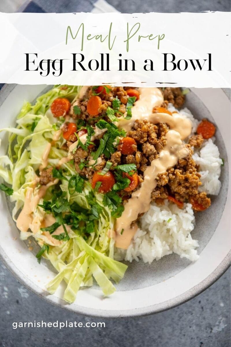 Meal Prep Egg Roll in a Bowl - Garnished Plate