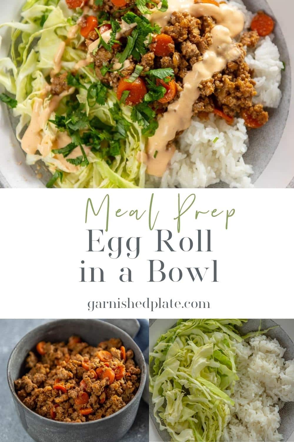 Meal Prep Egg Roll in a Bowl - Garnished Plate