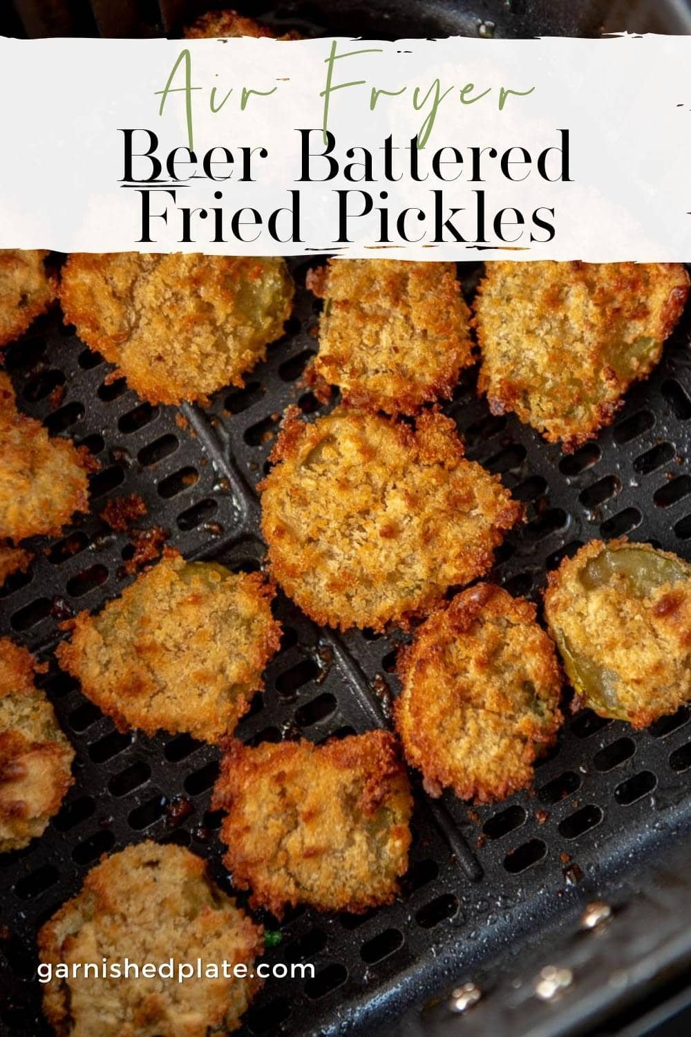 Beer Battered Air Fryer Fried Pickles Garnished Plate