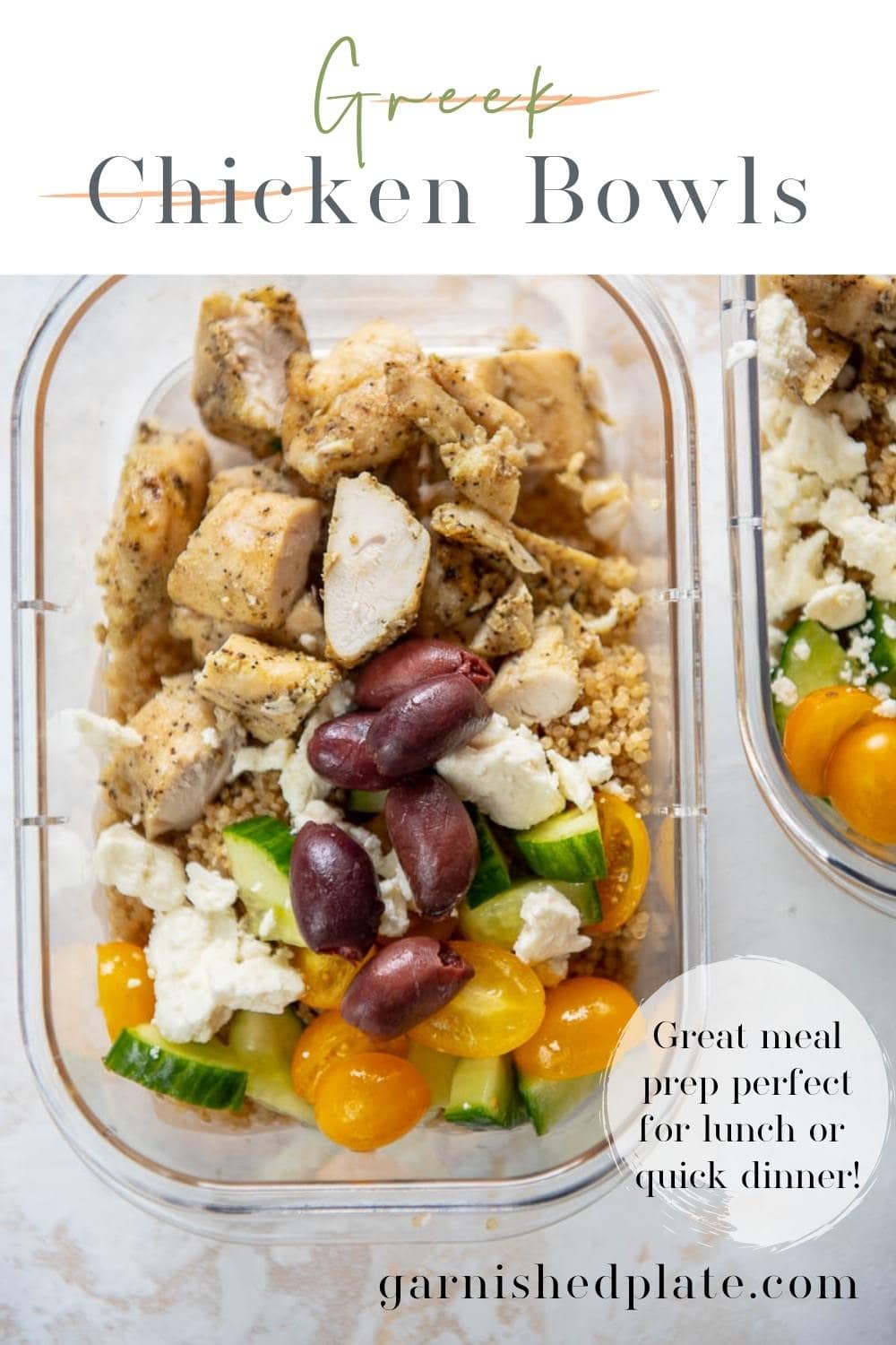 Greek Chicken Bowls - Garnished Plate