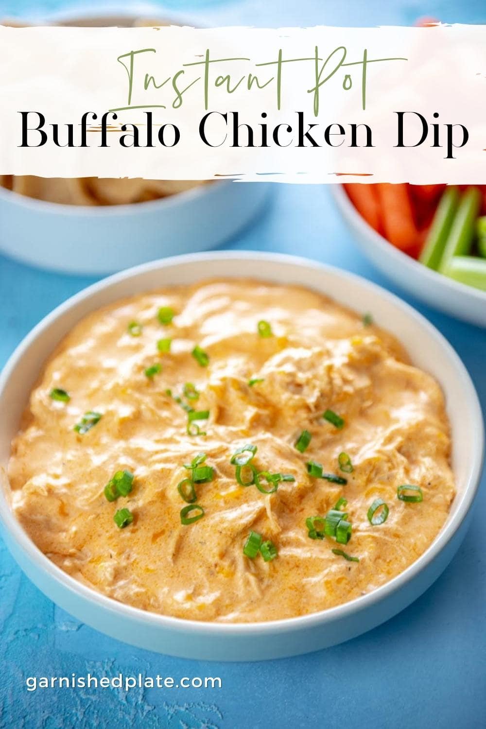 Instant Pot Buffalo Chicken Dip - Garnished Plate