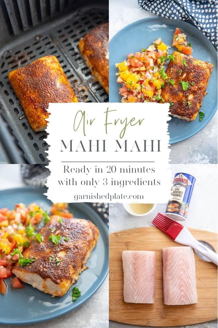 Air Fryer Mahi Mahi Garnished Plate