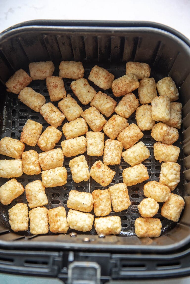 Air Fryer Frozen Tater Tots - Garnished Plate