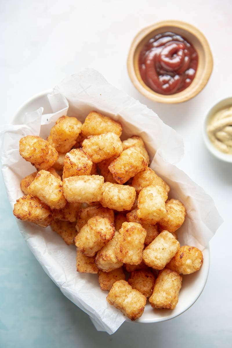 tater tots and condiments