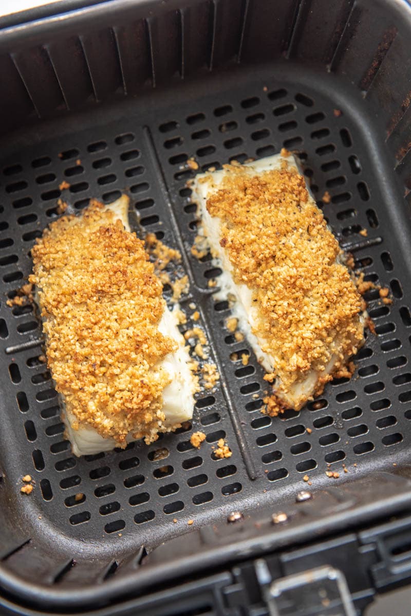breaded halibut in an air fryer