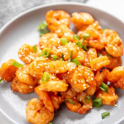 sriracha shrimp on a plate