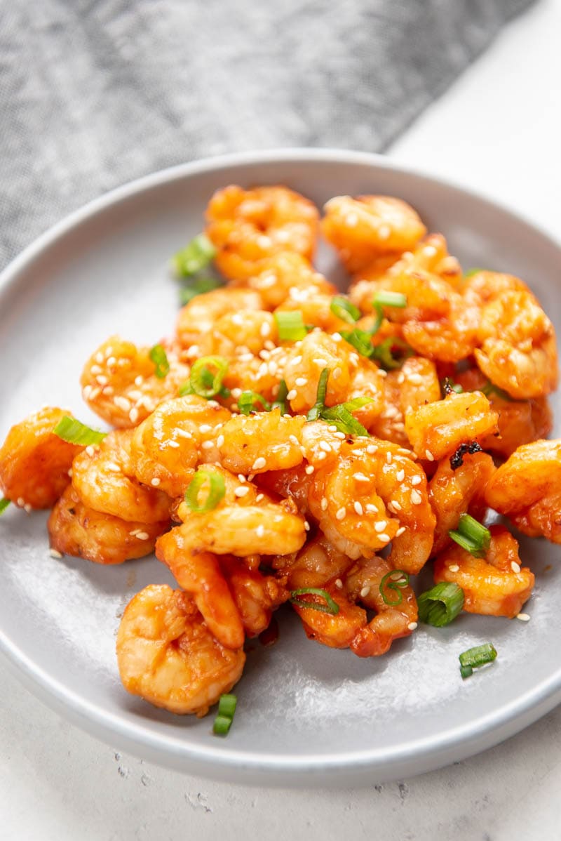 sriracha shrimp on a plate