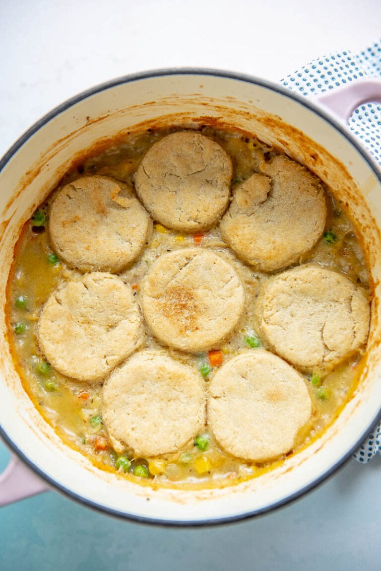 Dutch Oven Chicken Pot Pie {GlutenFree} Garnished Plate