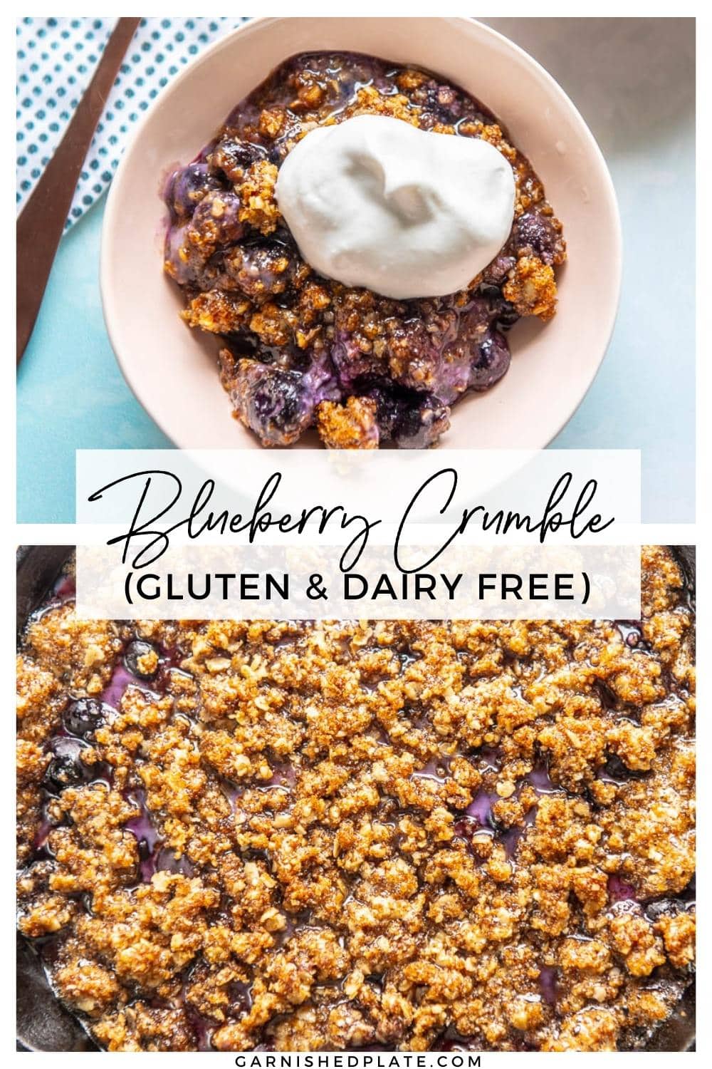 Blueberry Crumble Gluten And Dairy Free Garnished Plate 