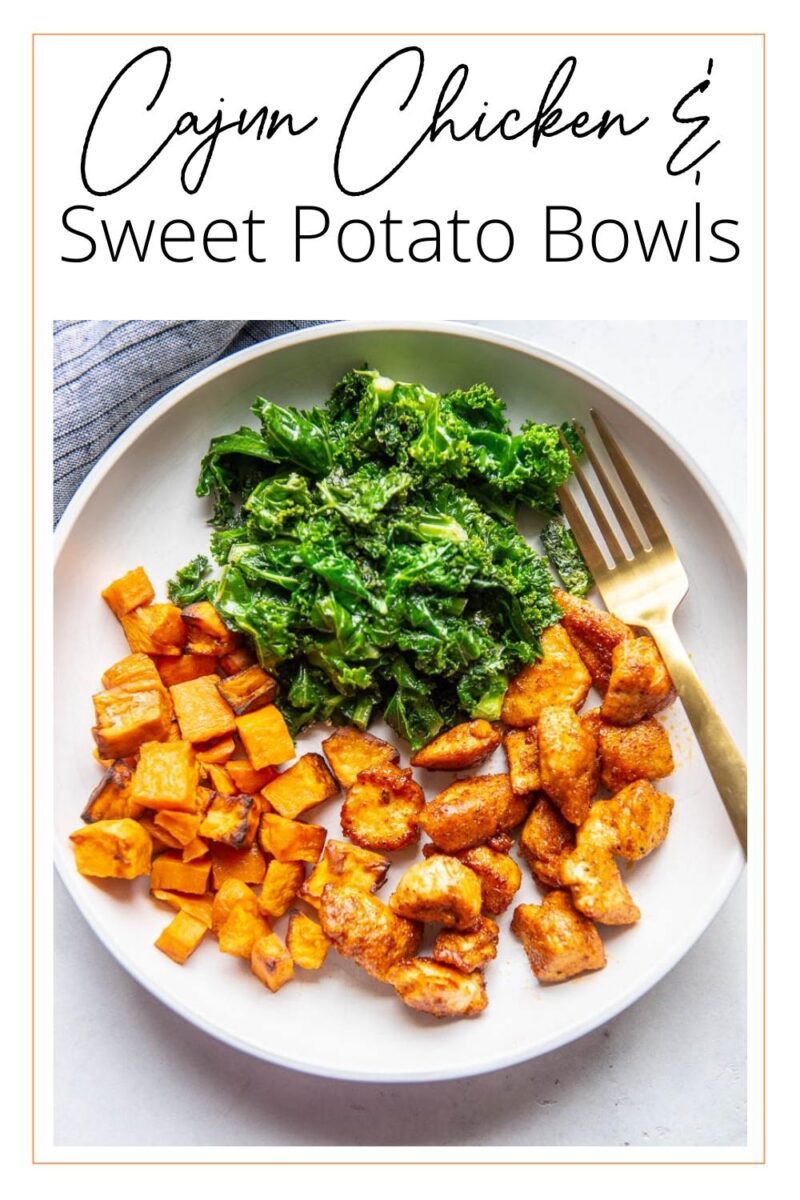 Cajun Chicken and Sweet Potato Bowls - Garnished Plate