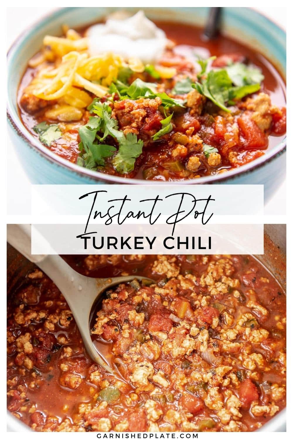 Instant Pot Turkey Chili - Garnished Plate