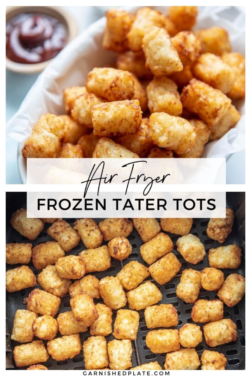 Air Fryer Frozen Tater Tots - Garnished Plate