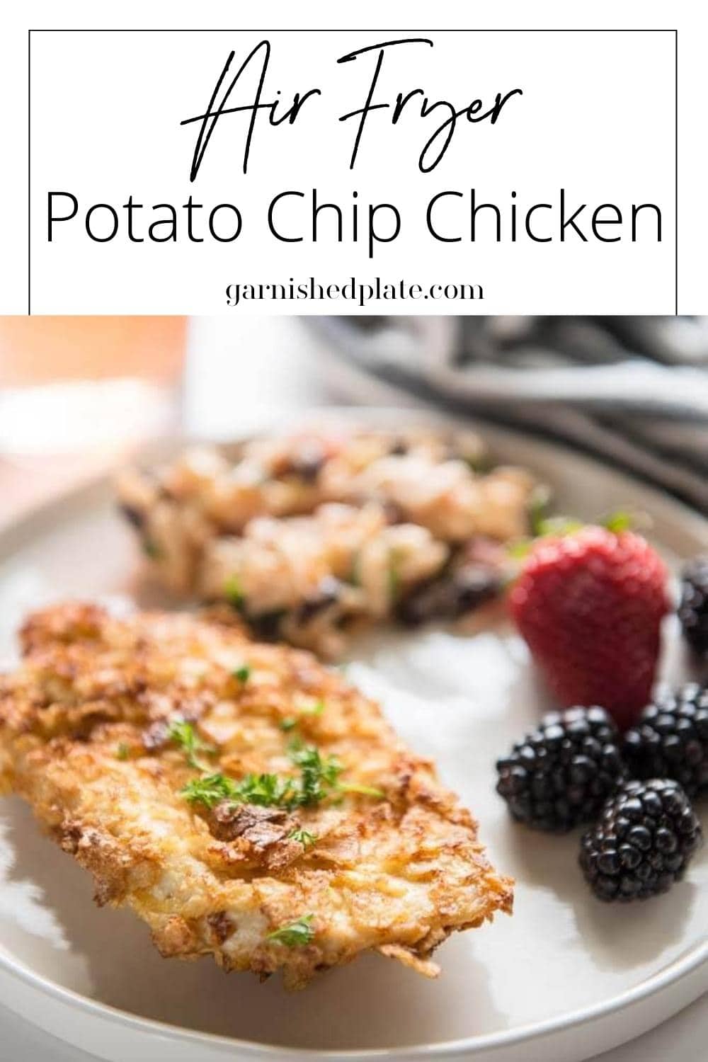 Air Fryer Potato Chip Chicken Garnished Plate