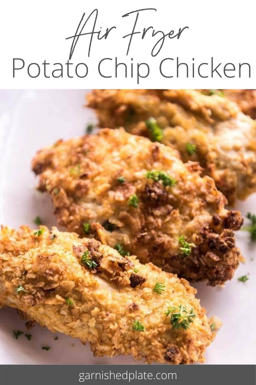 Air Fryer Potato Chip Chicken Garnished Plate