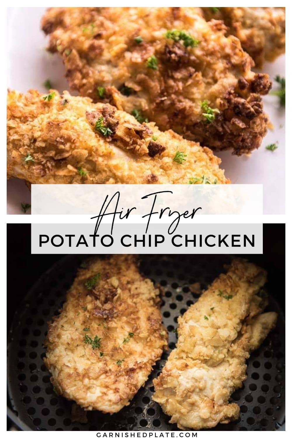 Air Fryer Potato Chip Chicken - Garnished Plate