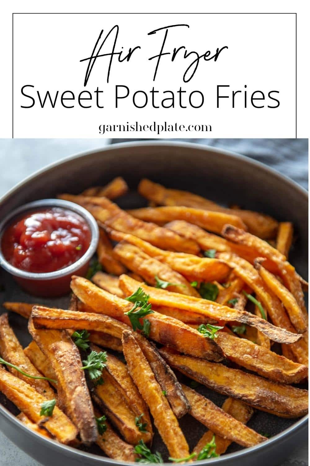 Air Fryer Sweet Potato Fries - Garnished Plate