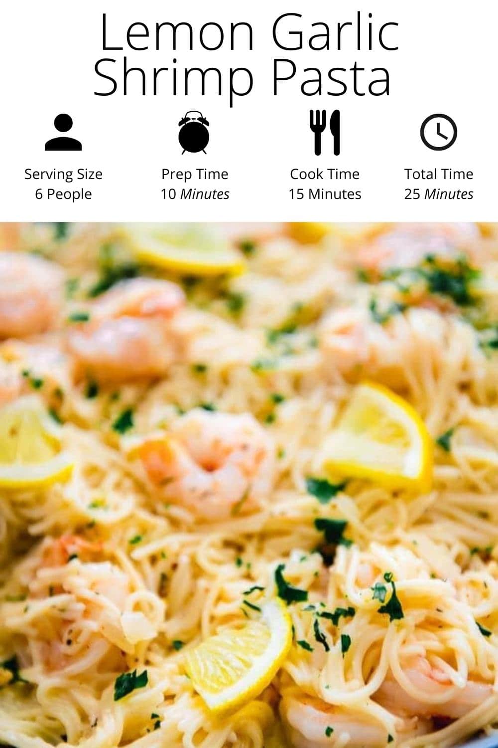 Lemon Garlic Shrimp Pasta - Garnished Plate