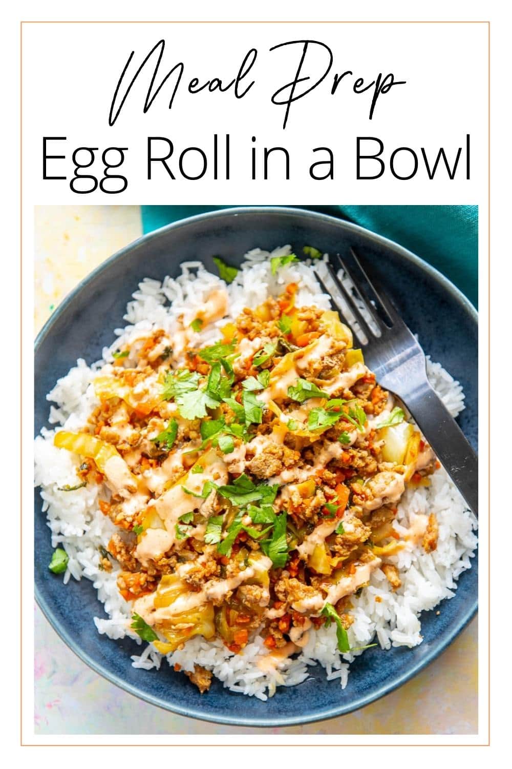 Meal Prep Egg Roll in a Bowl - Garnished Plate